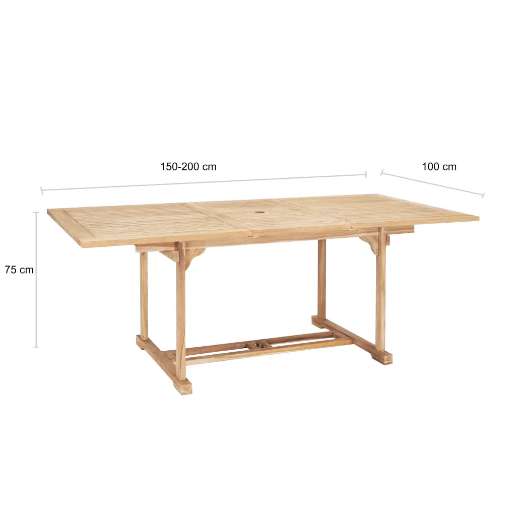 Table de jardin pliante 12 personnes en teck massif avec trou de parasol - photo 7