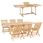 Table de jardin pliante 12 personnes en teck massif avec trou de parasol - photo 8