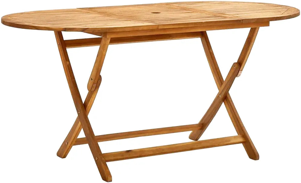 Table de jardin pliante 160 x 80 cm en acacia massif huilé dans un jardin