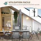 Ensemble table de jardin pliante 6 à 8 personnes avec chaises et parasol - photo 2