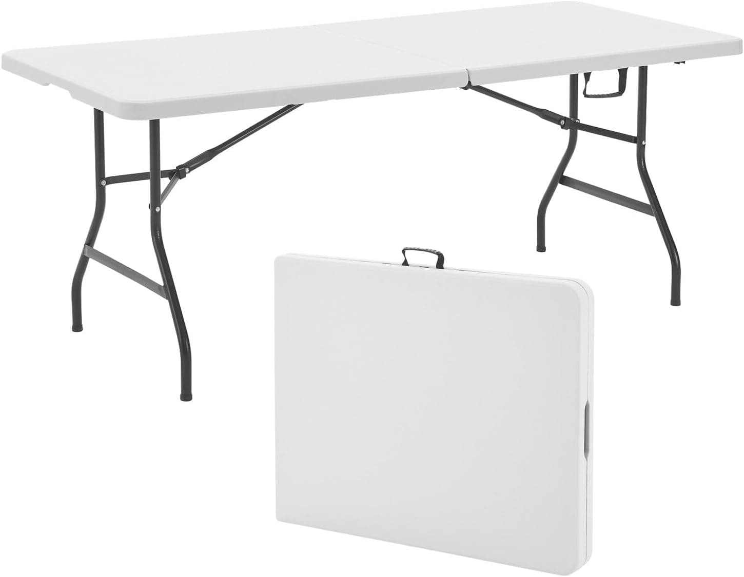 Table de jardin pliante 8 personnes en PEHD 183 x 76 cm installée dans un jardin - photo 5