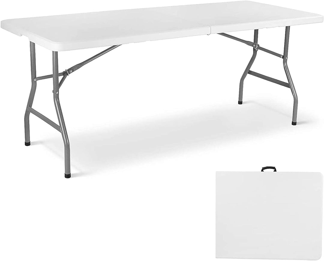 Table de jardin pliante blanche en résine 183x76cm