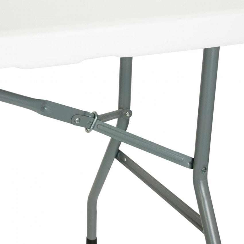 Table de jardin pliante en plastique blanche 180 x 70 cm dépliée dans un jardin - photo 5