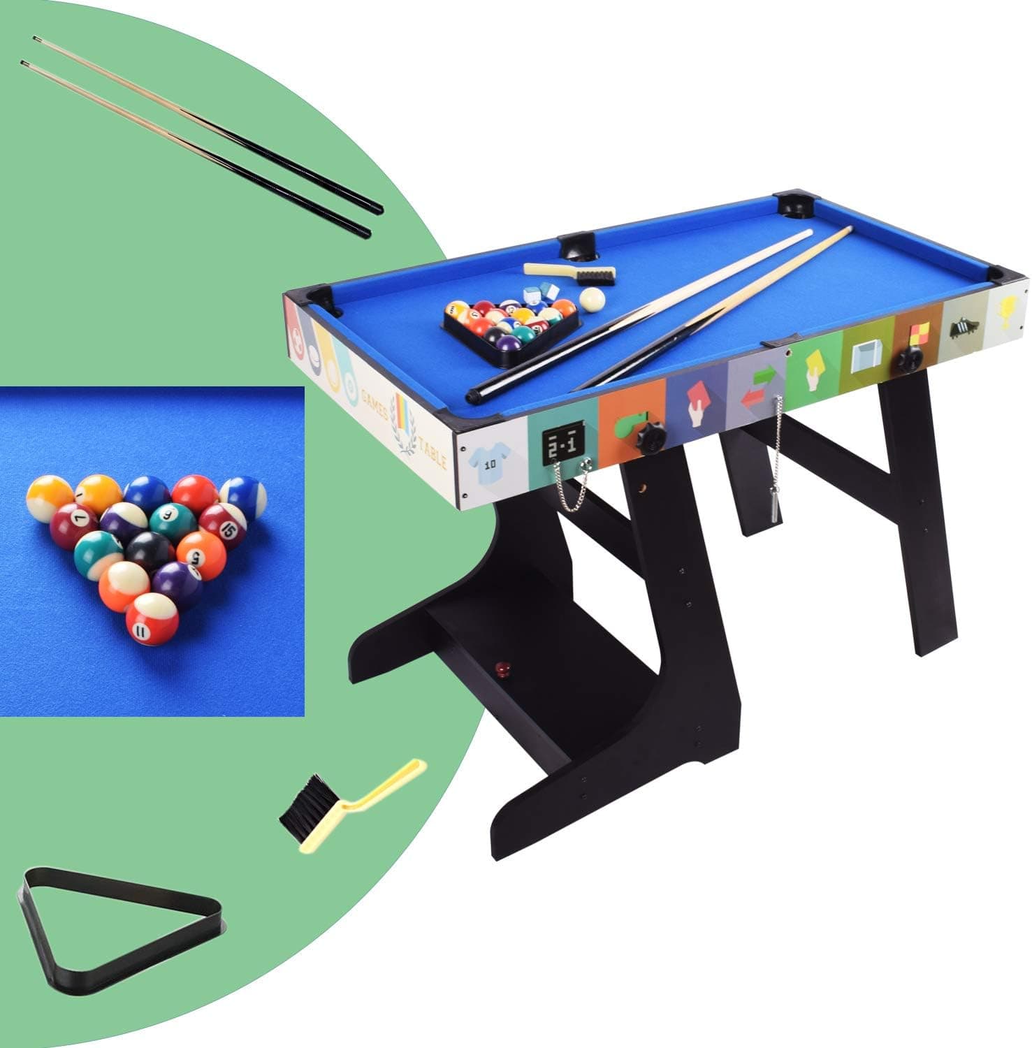 Table de jeux pliante 4 en 1 de 124 x 61 cm dans une salle de jeux