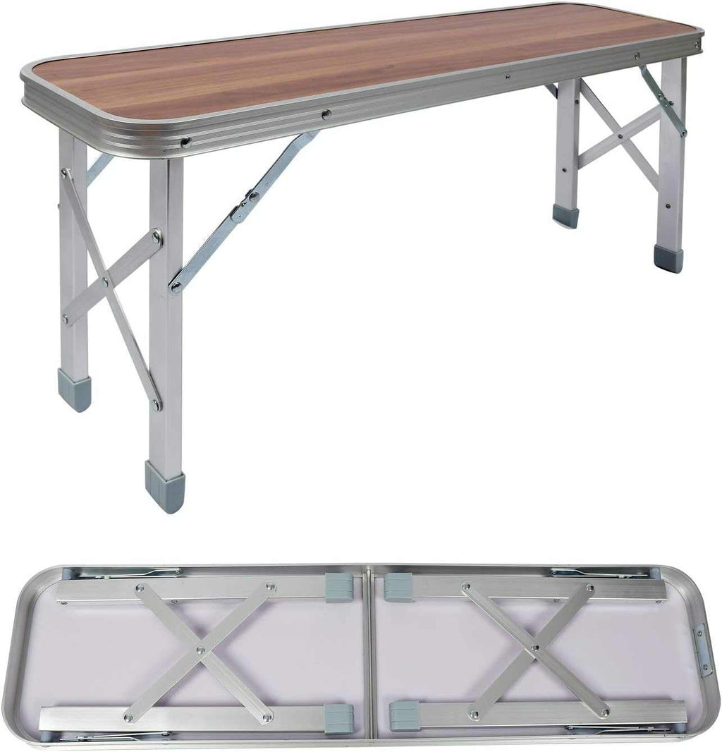 Table de picnic pliante valise avec sièges intégrés dépliée sur une aire de pique-nique - photo 2