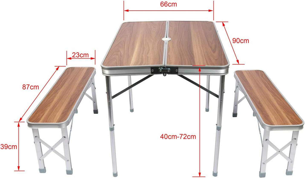 Table de picnic pliante valise avec sièges intégrés dépliée sur une aire de pique-nique - photo 3
