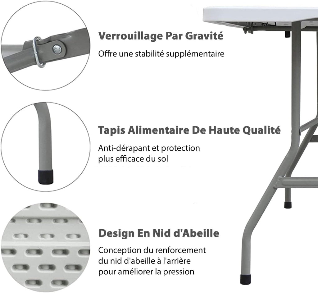 Table de réception pliante de 180 cm avec plateau PEHD dressée pour un événement - photo 4