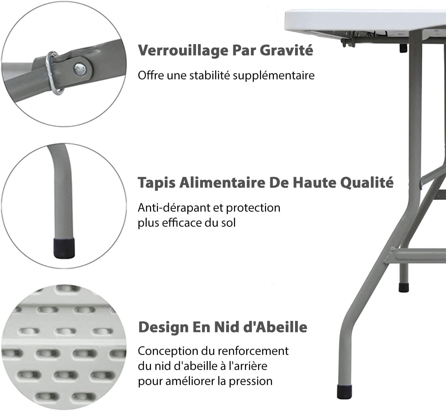 Table de réception pliante de 180 cm avec plateau PEHD dressée pour un événement - photo 4