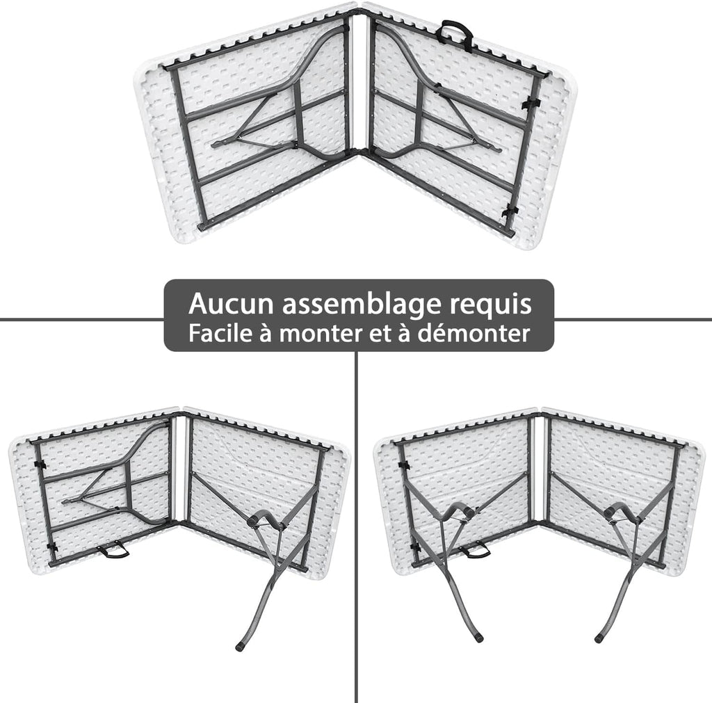 Table de réception pliante de 180 cm avec plateau PEHD dressée pour un événement - photo 2