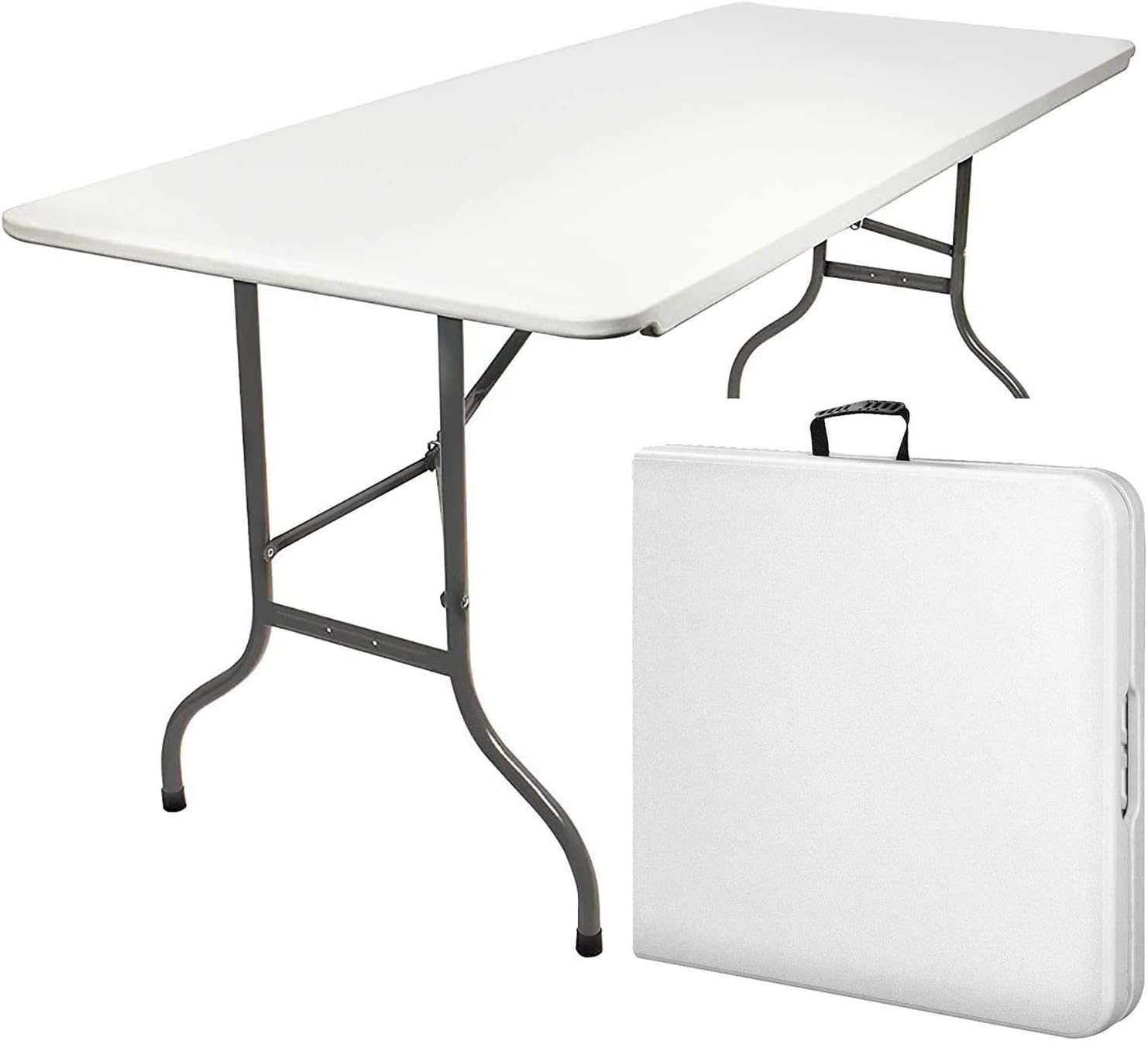 Table de réception pliante de 180 cm avec plateau PEHD dressée pour un événement