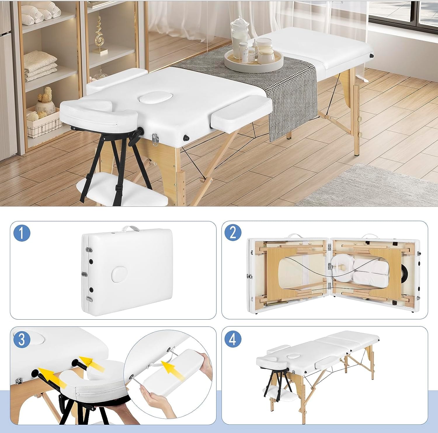Table de soin pliante de 185 cm avec structure en hêtre et mousse épaisse - photo 3