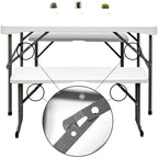 Ensemble table et bancs pliants de 112 cm dans un jardin - photo 4