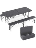 Ensemble table et chaise de jardin pliante 180 cm avec bancs en HDPE et acier