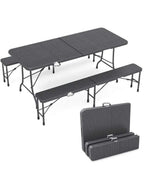 Ensemble table et chaise de jardin pliante 180 cm avec bancs en HDPE et acier