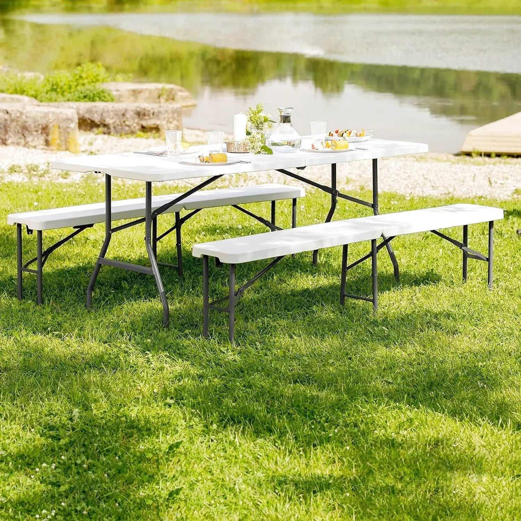 Ensemble table et chaise de picnic pliante de 180 cm avec deux bancs - photo 3