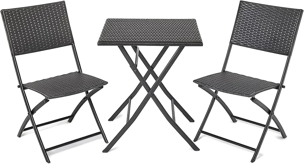 Ensemble table et chaise pliante de camping en résine tressée