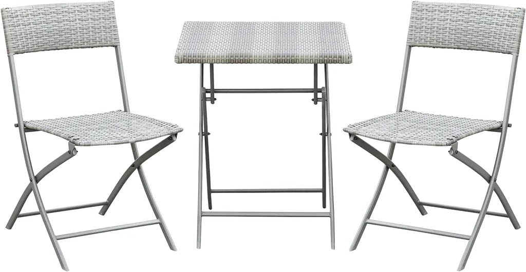Ensemble table et chaise pliante de camping en résine tressée - photo 5