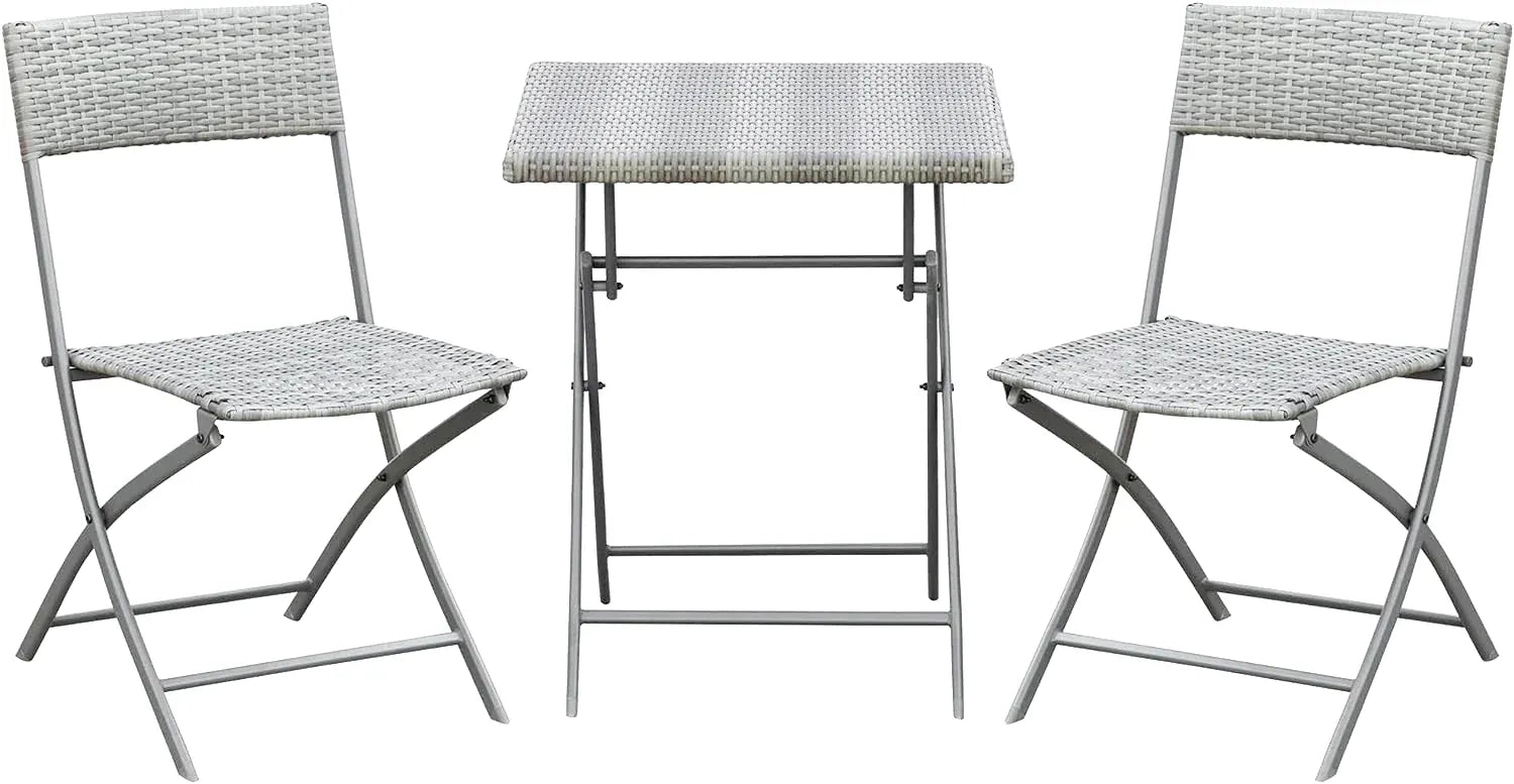 Ensemble table et chaise pliante de camping en résine tressée - photo 5