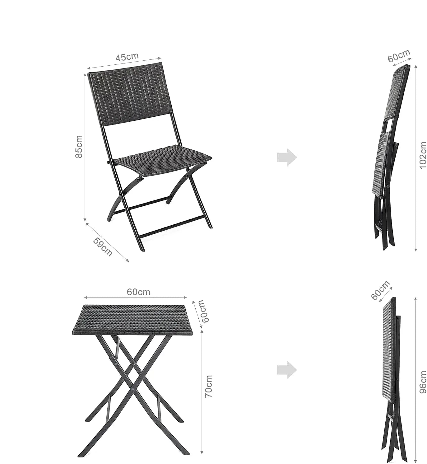 Ensemble table et chaise pliante de camping en résine tressée - photo 3