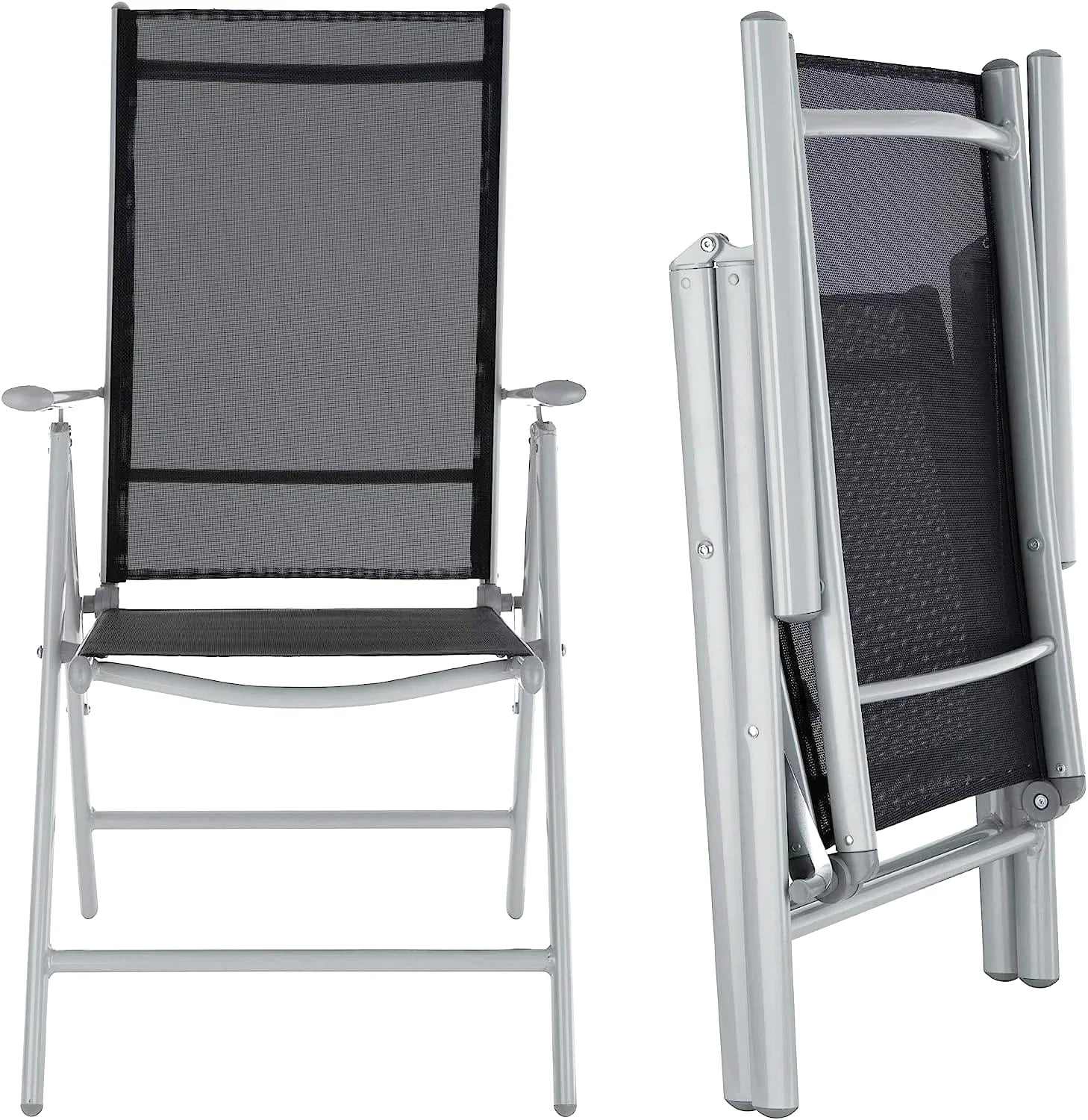 Ensemble table et chaise pliante extérieur avec plateau en verre trempé et chaises inclinables - photo 4