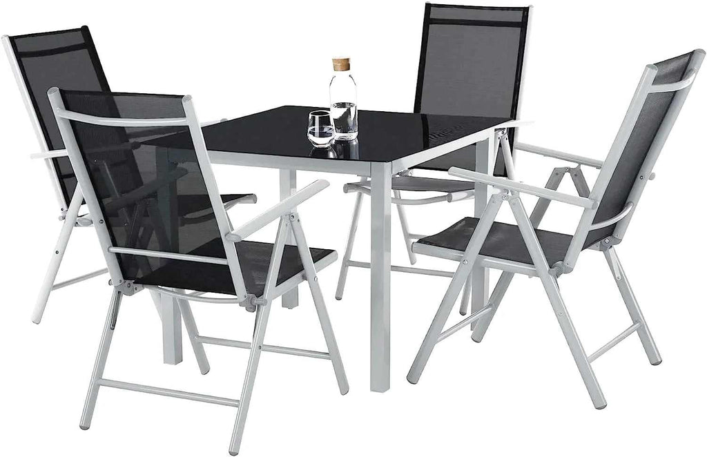 Ensemble table et chaise pliante extérieur avec plateau en verre trempé et chaises inclinables - photo 2