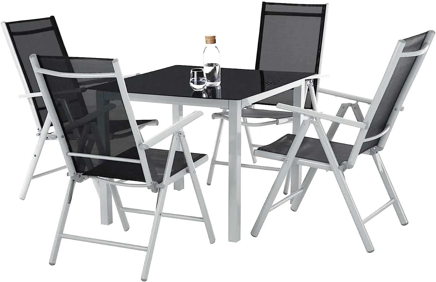 Ensemble table et chaise pliante extérieur avec plateau en verre trempé et chaises inclinables - photo 2
