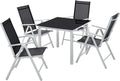 Ensemble table et chaise pliante extérieur avec plateau en verre trempé et chaises inclinables