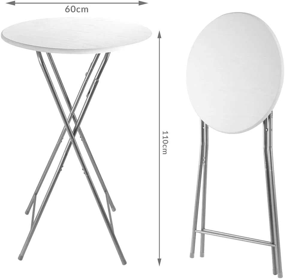 Table haute d'appoint pliante ronde de 60 cm avec décor bois - photo 4