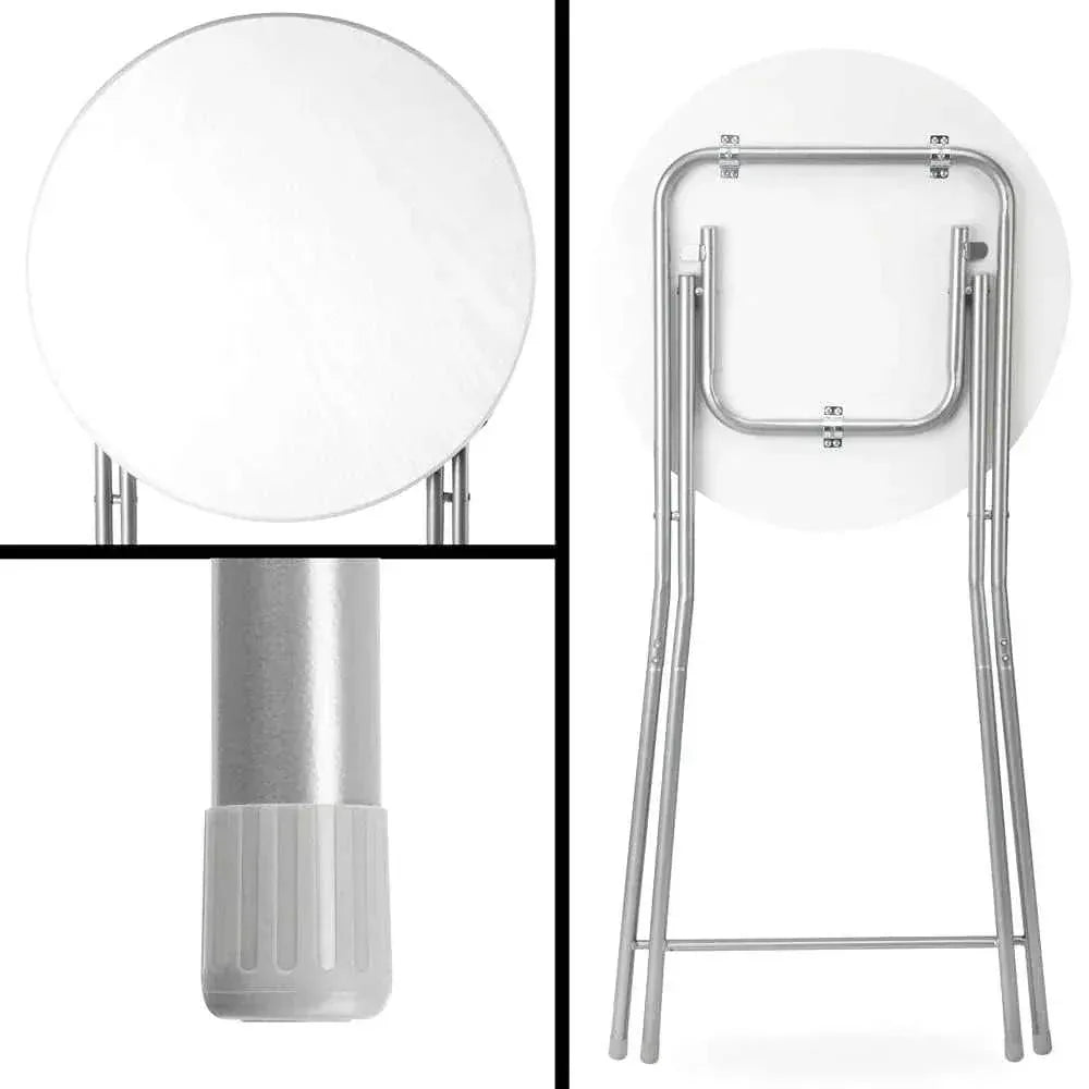 Table haute d'appoint pliante ronde de 60 cm avec décor bois - photo 2