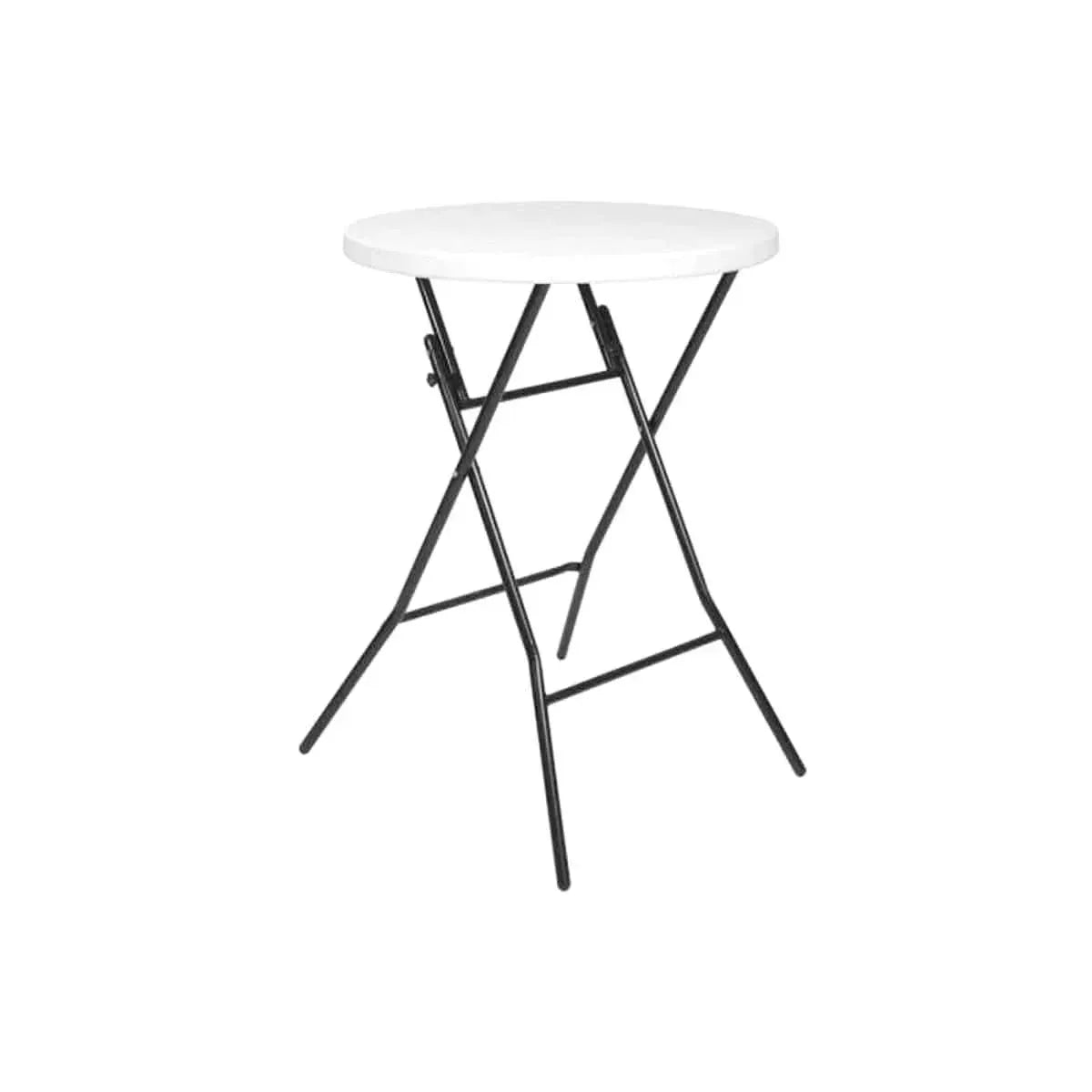 Table haute pliante avec housse blanche installée pour une réception - photo 2