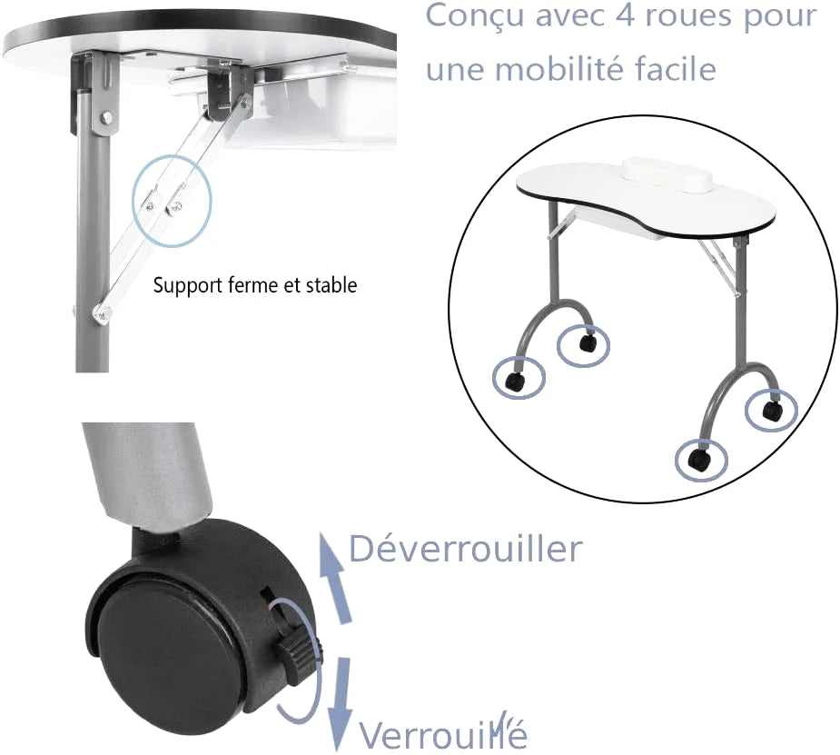 Table de manucure pliante professionnelle de 95 cm dans un institut - photo 3