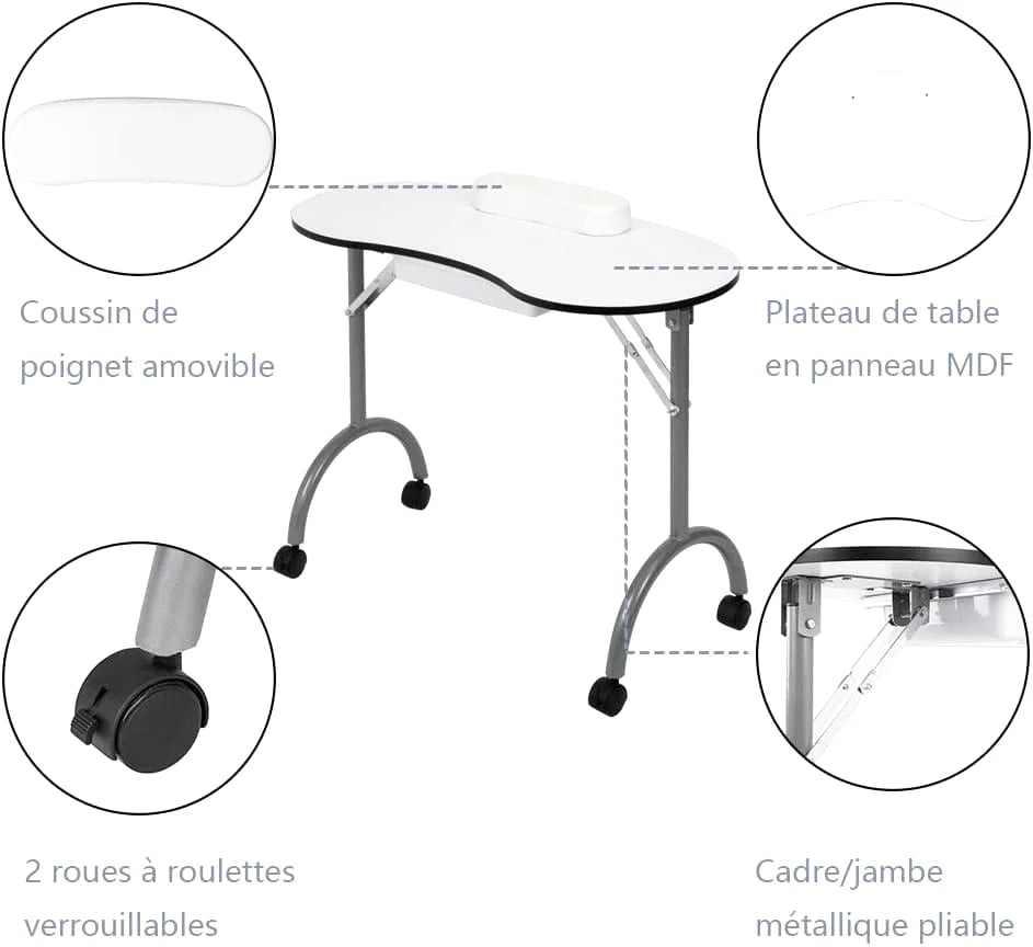 Table de manucure pliante professionnelle de 95 cm dans un institut - photo 4