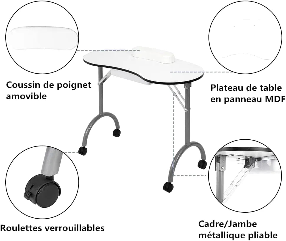 Table d'onglerie pliante de 90 x 40 cm dans un salon de beauté - photo 4