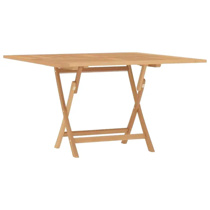 Table pliable de jardin en teck massif de 120 x 120 cm avec trou de parasol