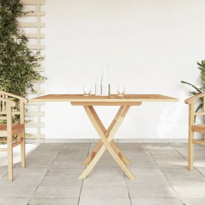 Table pliable de jardin en teck massif de 120 x 120 cm avec trou de parasol - photo 3