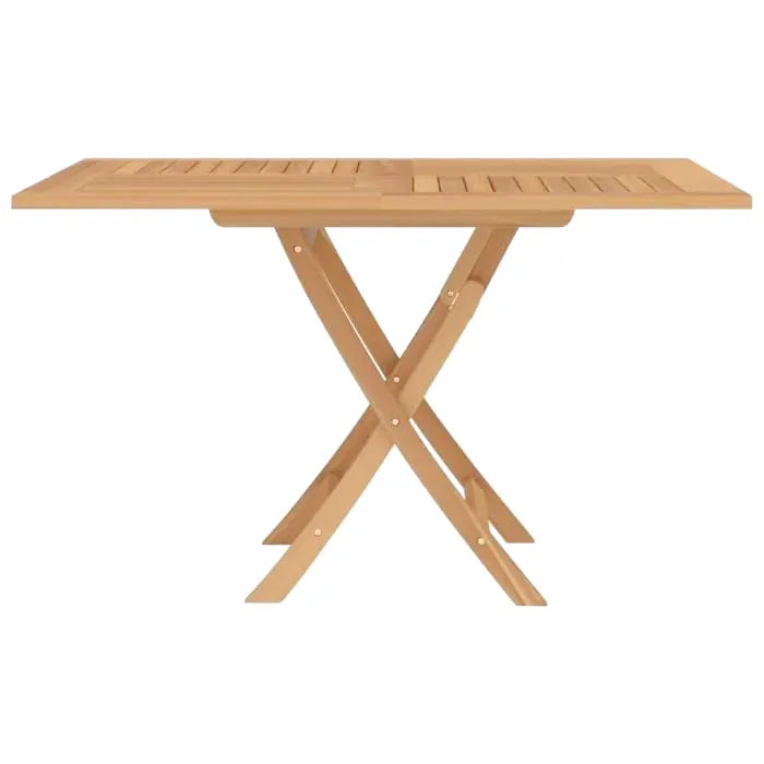 Table pliable de jardin en teck massif de 120 x 120 cm avec trou de parasol - photo 4