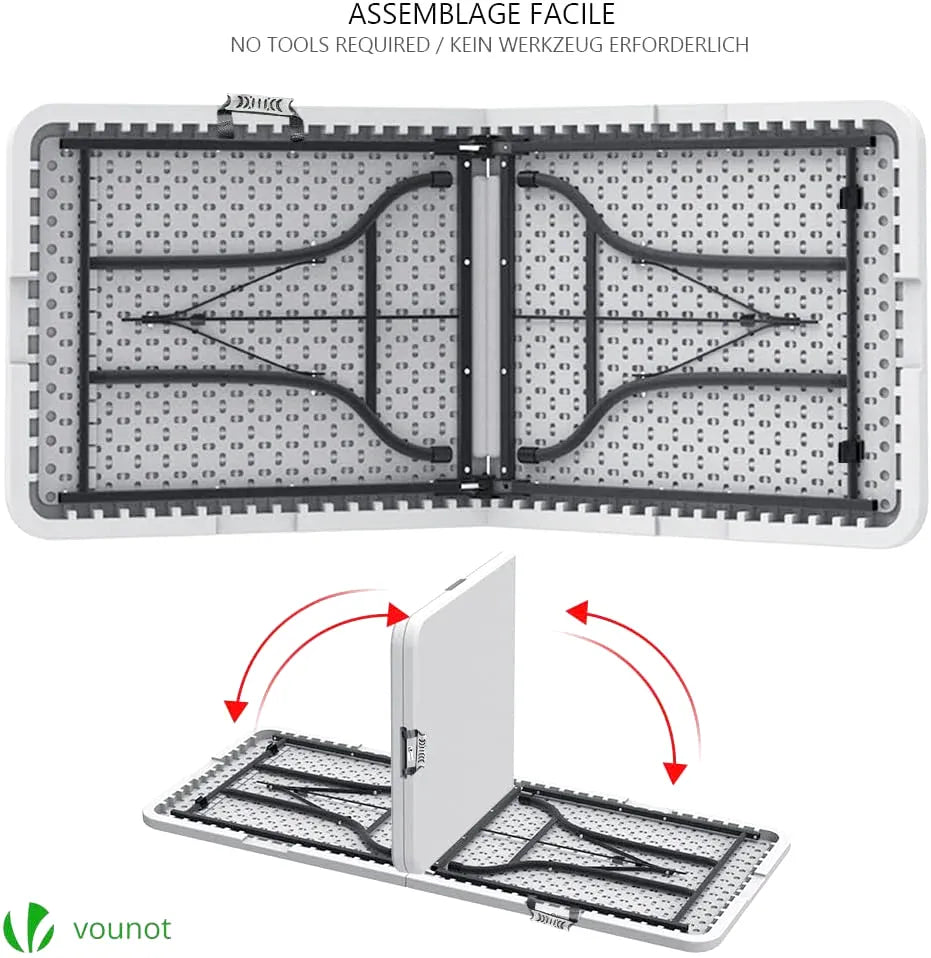 Table pliante repliée à 1 mètre et dépliée à 180 cm - photo 3