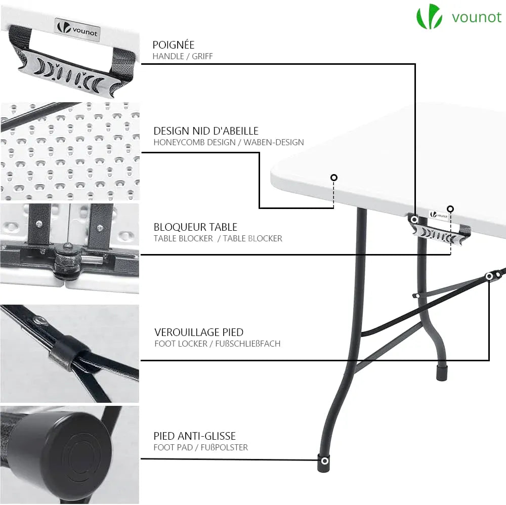 Table pliante repliée à 1 mètre et dépliée à 180 cm - photo 4