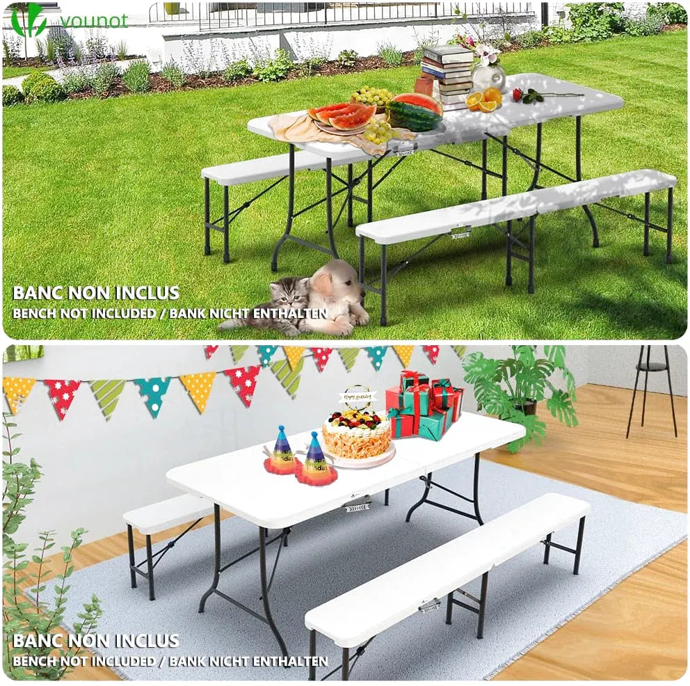 Table pliante repliée à 1 mètre et dépliée à 180 cm - photo 5