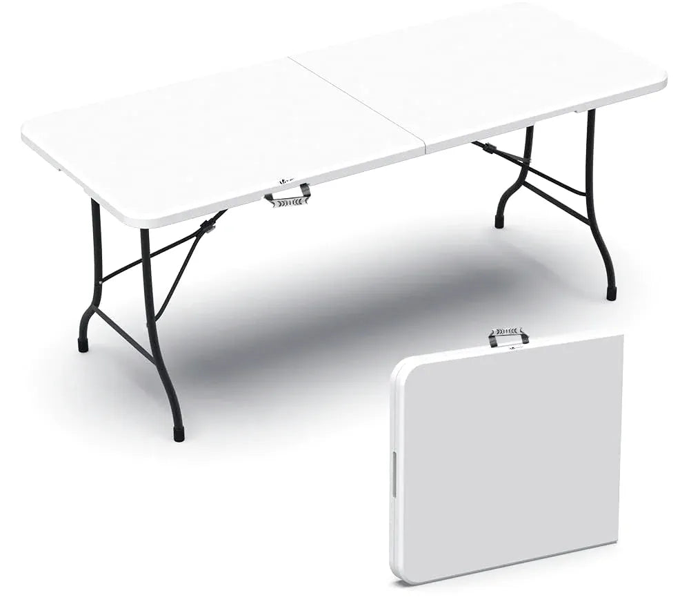 Table pliante repliée à 1 mètre et dépliée à 180 cm