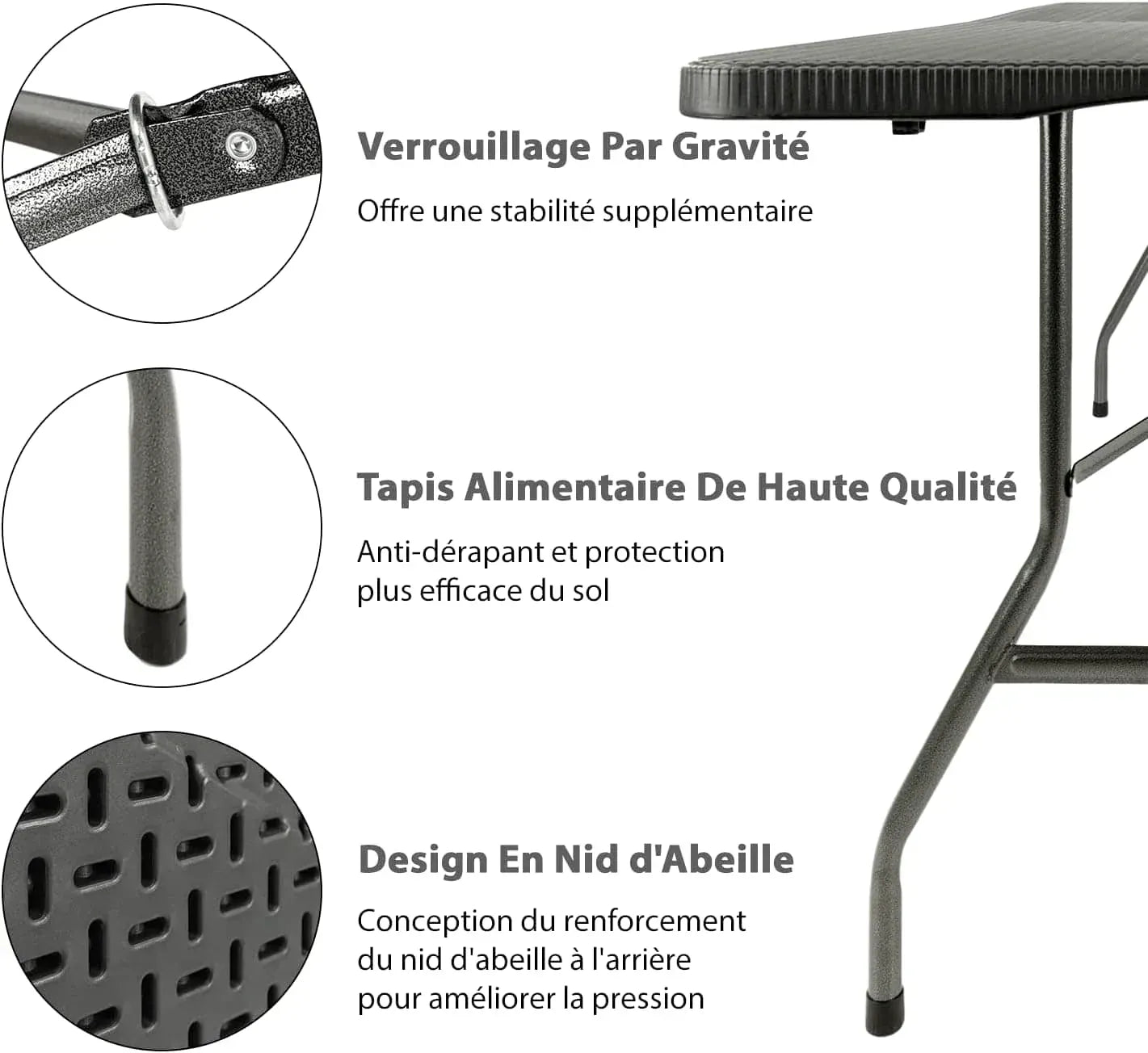 Table pliante 6 personnes de 180 cm en plastique dressée pour un repas - photo 3