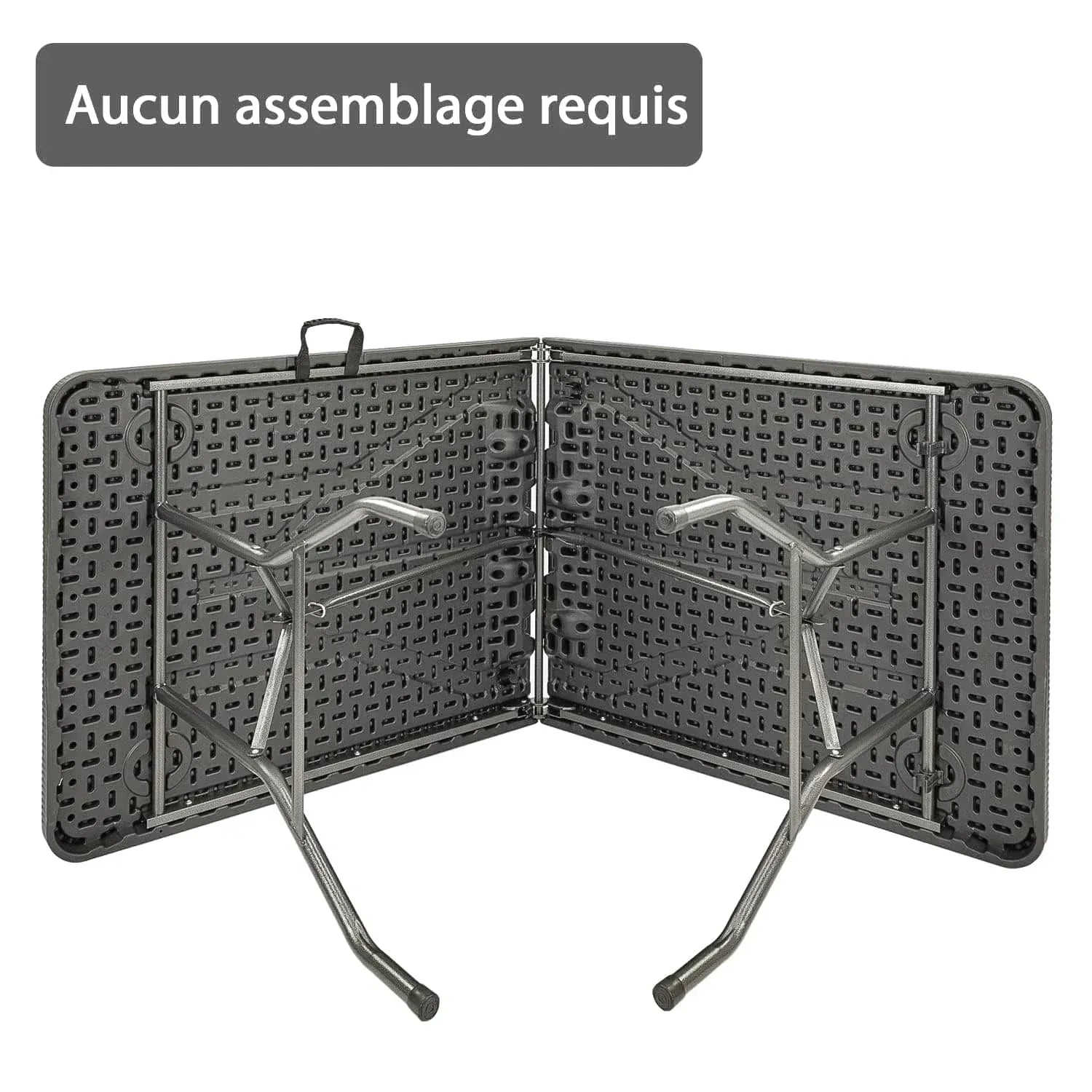 Table pliante 6 personnes de 180 cm en plastique dressée pour un repas - photo 2