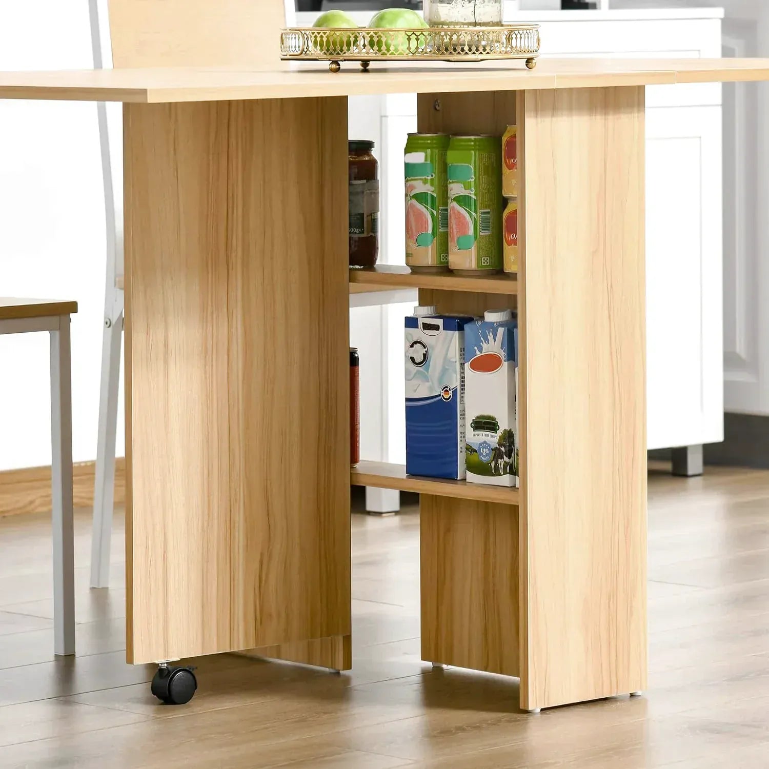 Table pliante à roulettes de 140 cm avec étagères de rangement - photo 7