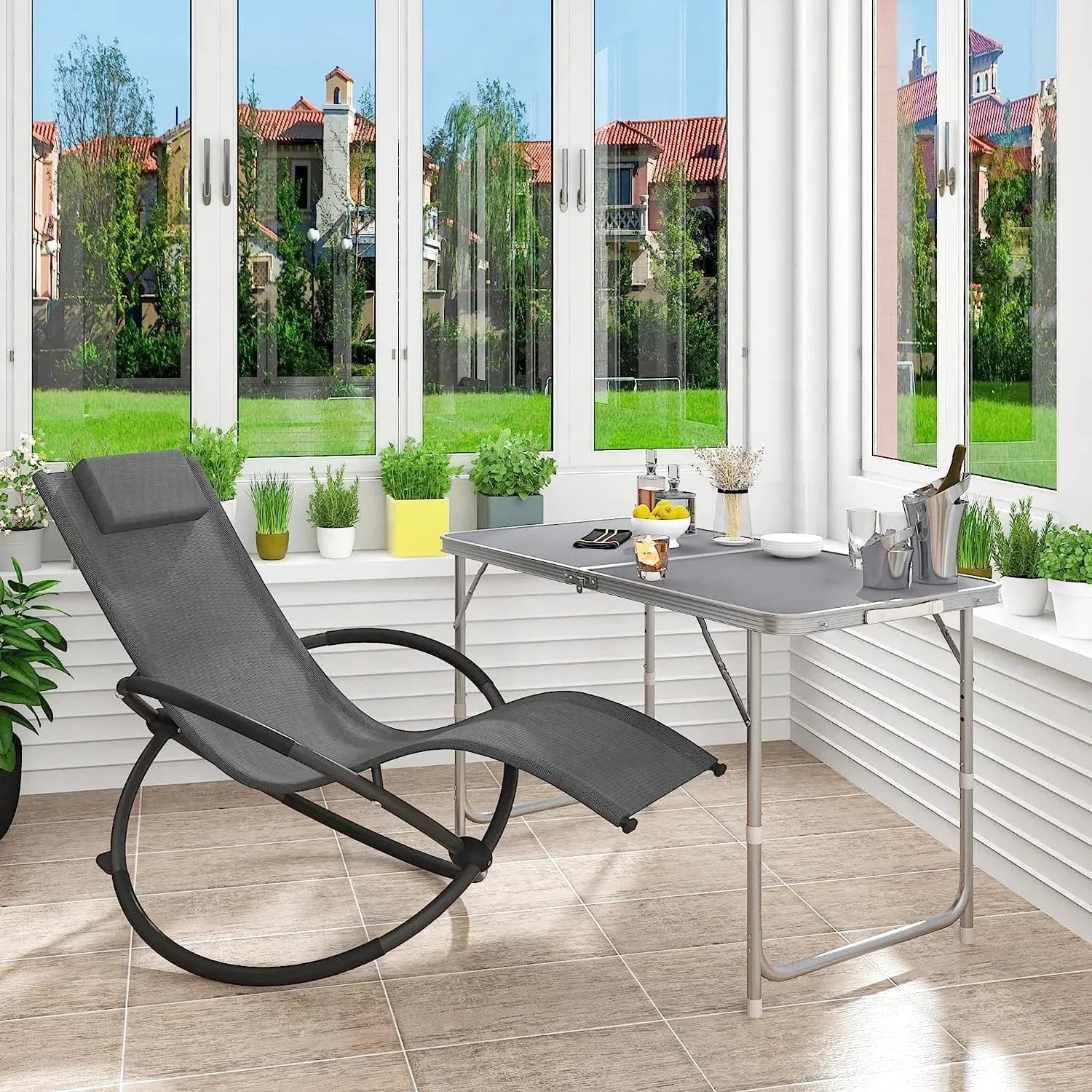Table pliante en aluminium de 120 cm avec pieds réglables sur trois hauteurs - photo 2