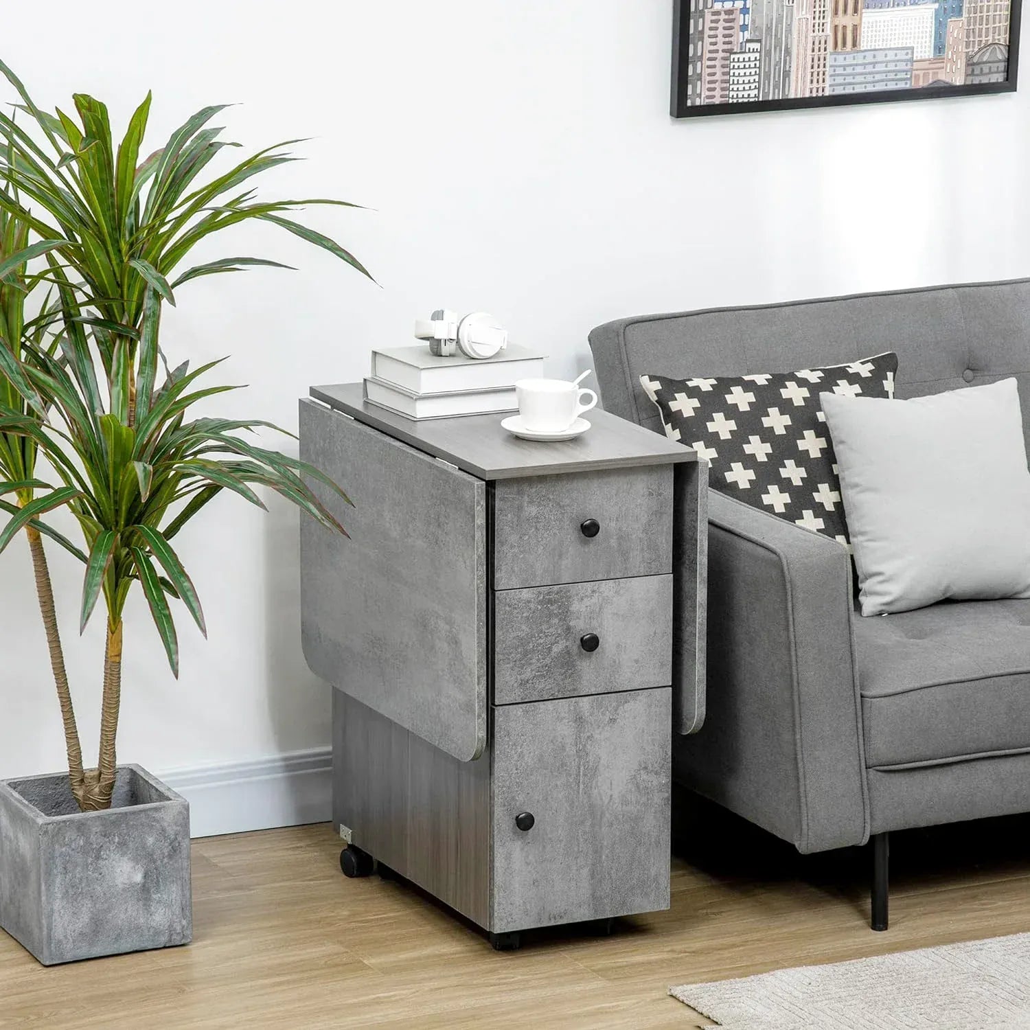 Table pliante avec rangement intégré en acier et bois - photo 3