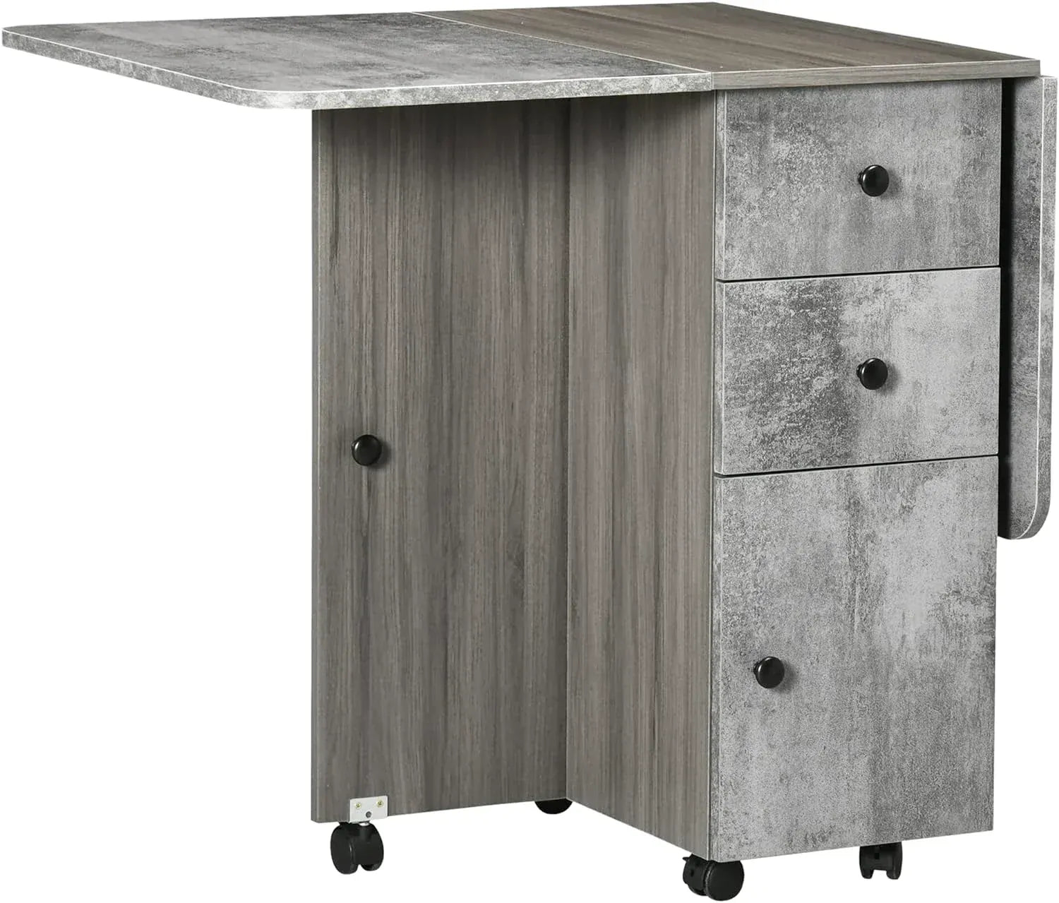 Table pliante avec rangement intégré en acier et bois