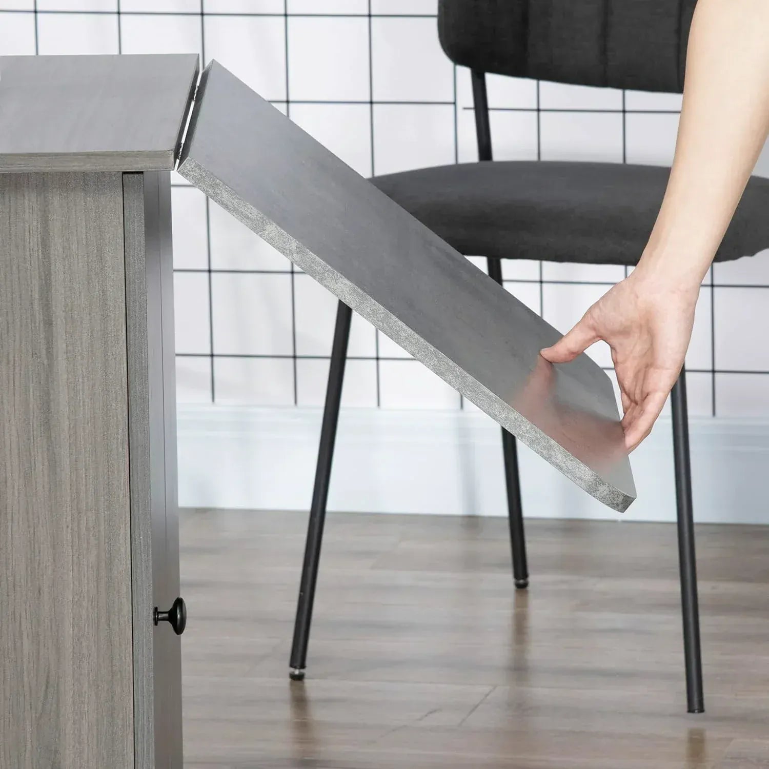 Table pliante avec rangement intégré en acier et bois - photo 2