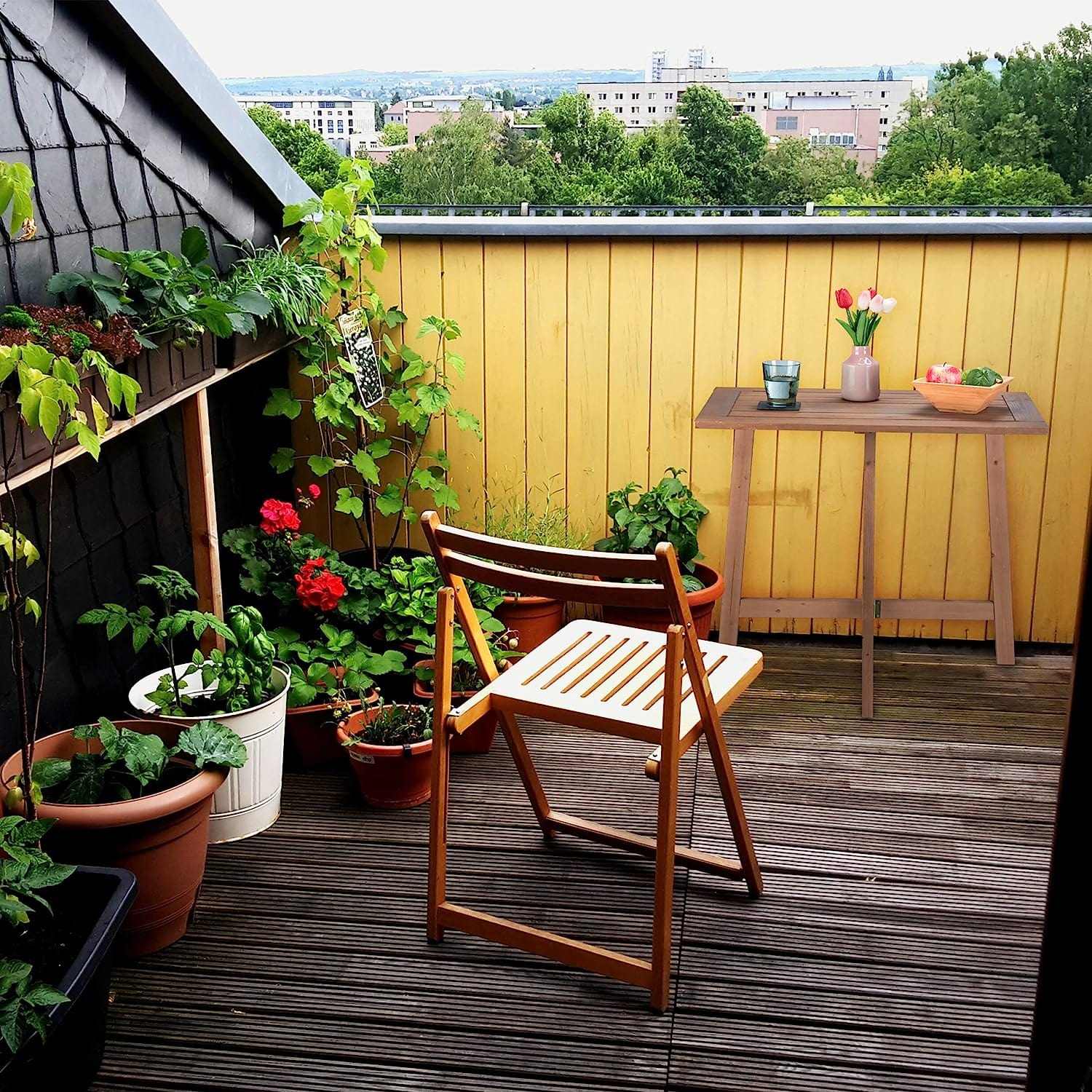 Table pliante de balcon pour 4 personnes de 80 x 50 cm sur un balcon d'appartement - photo 4
