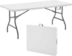 Table pliante blanche d'extérieur de 183 cm installée dans un jardin - photo 6