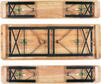 Table pliante bois 8 personnes de 170 cm avec ses deux bancs assortis dans un jardin - photo 2